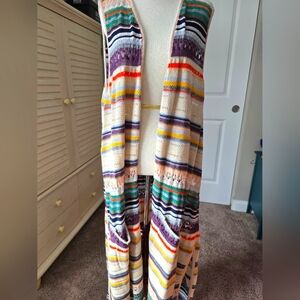 Boho multi color long vest festival wear 3x